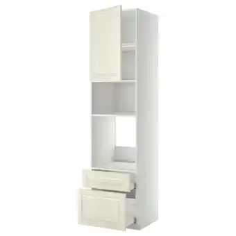 IKEA Metod / maximera high cab f oven/micro w dr/2 drwrs, white/bodbyn off-white, 60x60x240 cm offer
