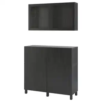 IKEA Bestå storage combination w doors/drawers, black-brown/lappviken/stubbarp black-brown clear glass, 120x42x213 cm offer