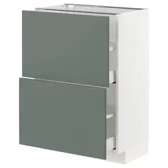 IKEA Metod / maximera base cabinet with 2 drawers, white bodarp/grey-green, 60x37x80 cm offer