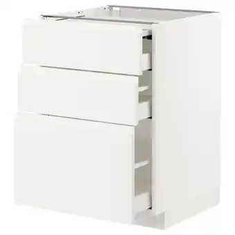 Metod / maximera bc w pull-out work surface/3drw, white/voxtorp matt white, 60x60x80 cm