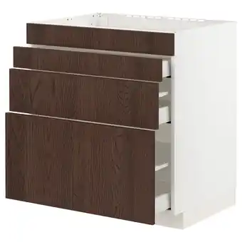 IKEA Metod / maximera base cab f hob/4 fronts/3 drawers, white/sinarp brown, 80x60x80 cm offer