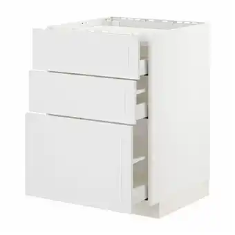 IKEA Metod / maximera base cab f hob/3 fronts/3 drawers, white/stensund white, 60x60x80 cm offer