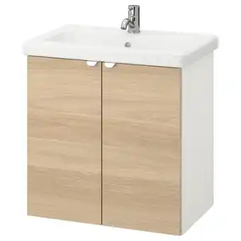 IKEA Enhet / tvällen wash-basin cabinet with 2 doors, oak effect/white pilkån tap, 64x43x65 cm offer