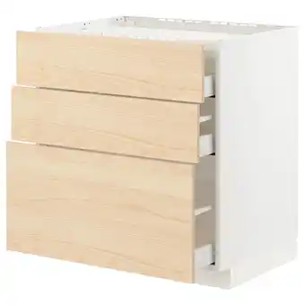 IKEA Metod / maximera base cab f hob/3 fronts/3 drawers, white/askersund light ash effect, 80x60x80 cm offer