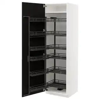 IKEA Metod high cabinet with pull-out larder, white/nickebo matt anthracite, 60x60x200 cm offer