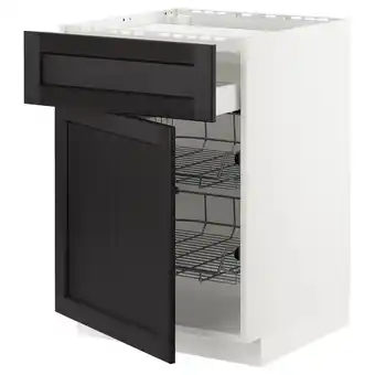 IKEA Metod / maximera base cab f hob/drawer/2 wire bskts, white/lerhyttan black stained, 60x60x80 cm offer