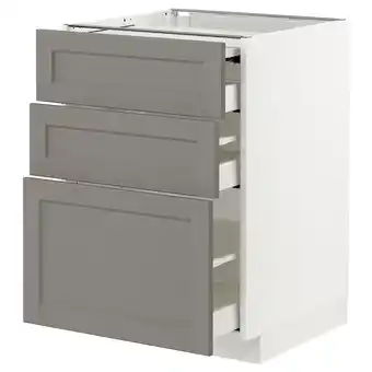 IKEA Metod / maximera bc w pull-out work surface/3drw, white/lerhyttan light grey, 60x60x80 cm offer