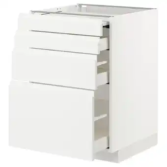 Metod / maximera bc w pull-out work surface/3drw, white/voxtorp high-gloss/white, 60x60x80 cm