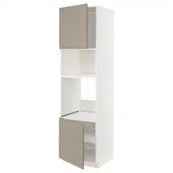 IKEA Metod hi cb f oven/micro w 2 drs/shelves, white/upplöv matt dark beige, 60x60x220 cm offer