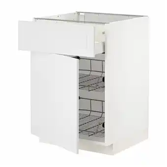 IKEA Metod / maximera base cab w wire basket/drawer/door, white/stensund white, 60x60x80 cm offer