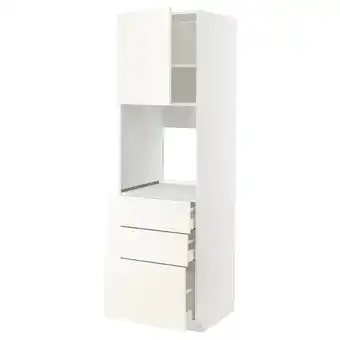 IKEA Metod / maximera high cab f oven w door/3 drawers, white/vallstena white, 60x60x200 cm offer