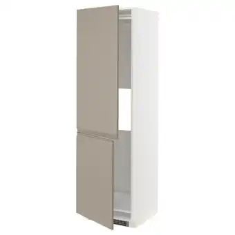 IKEA Metod hi cab f fridge or freezer w 2 drs, white/upplöv matt dark beige, 60x60x200 cm offer