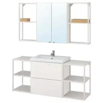 IKEA Enhet / tvällen bathroom furniture, set of 18, white/pilkån tap, 140x43x65 cm offer