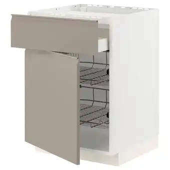 IKEA Metod / maximera base cab f hob/drawer/2 wire bskts, white/upplöv matt dark beige, 60x60x80 cm offer