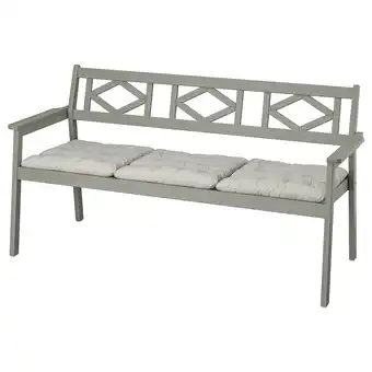 Bondholmen bench with backrest, outdoor, grey stained/kuddarna grey