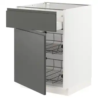 IKEA Metod / maximera base cab w wire basket/drawer/door, white/voxtorp dark grey, 60x60x80 cm offer