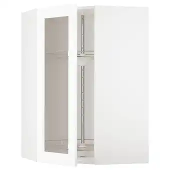 IKEA Metod corner wall cab w carousel/glass dr, white enköping/white wood effect, 68x37x100 cm offer