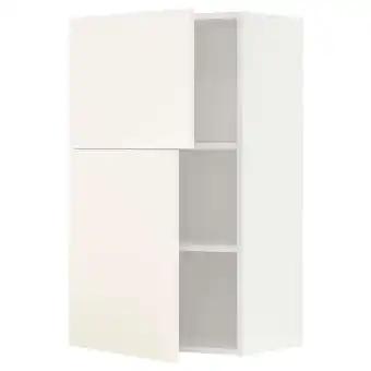 IKEA Metod wall cabinet with shelves/2 doors, white/vallstena white, 60x37x100 cm offer