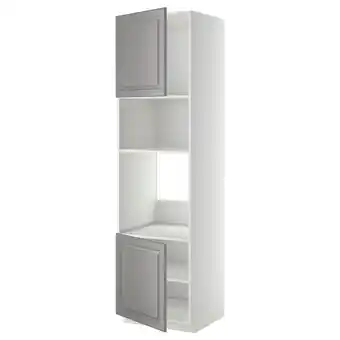 IKEA Metod hi cb f oven/micro w 2 drs/shelves, white/bodbyn grey, 60x60x220 cm offer