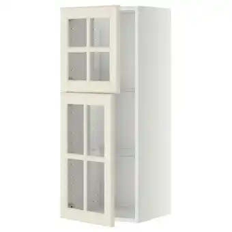 IKEA Metod wall cabinet w shelves/2 glass drs, white/bodbyn off-white, 40x37x100 cm offer