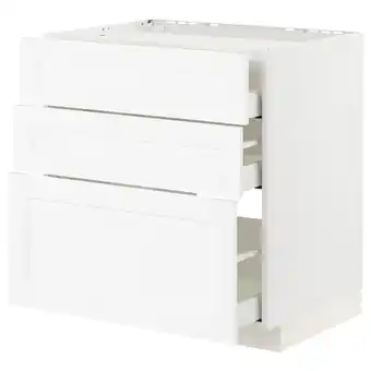 IKEA Metod / maximera base cab f hob/3 fronts/3 drawers, white enköping/white wood effect, 80x60x80 cm offer