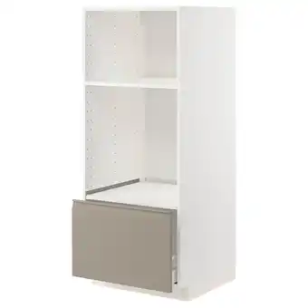 IKEA Metod / maximera high cab for oven/micro w drawer, white/upplöv matt dark beige, 60x60x140 cm offer