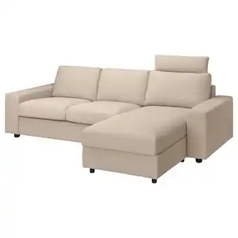 IKEA Vimle cover 3-seat sofa w chaise longue, with headrest with wide armrests/hallarp beige offer