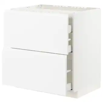 IKEA Metod / maximera base cab f hob/2 fronts/3 drawers, white/voxtorp matt white, 80x60x80 cm offer