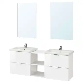 IKEA Enhet / tvällen bathroom furniture, set of 15, high-gloss white/white pilkån tap, 164x43x65 cm offer