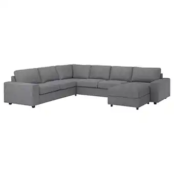IKEA Vimle corner sofa, 5-seat w chaise longue, with wide armrests/lejde grey/black offer