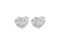 Bronzallure Heart Shaped Cubic Zirconia Button Earrings