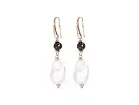Bevilles Jewellery Bronzallure Black Spinel and Baroque Pearl Earrings offer