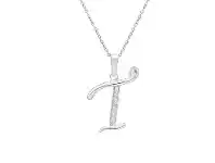 Bevilles Jewellery Sterling Silver Diamond Set Initial Necklace - Most Initials Available offer
