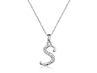 Bevilles Jewellery Sterling Silver Cubic Zirconia Initial Necklace - Most Initials Available offer
