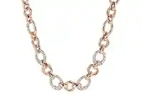 Bevilles Jewellery Bronzallure Oval Rolo Chain and Pavé Detail Necklace offer