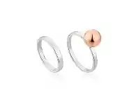 Ania Haie Orbit Double Ring Set - Rhodium With Rose Gold