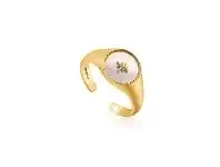 Bevilles Jewellery Ania Haie Mother Of Pearl Emblem Signet Ring - Gold offer