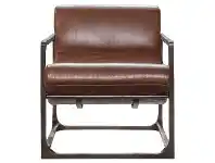LivingStyles Vena Leather & Metal Lounge Armchair, Brown offer