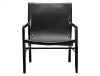 LivingStyles Norah Leather & Teak Sling Armchair, Black offer