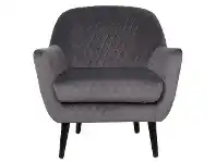 LivingStyles Joy Joy Quilted Velvet Fabric Occasional Armchair, Charcoal offer
