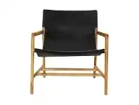 LivingStyles Ayun Leather Sling Armchair, Black / Natural offer