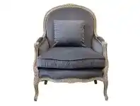LivingStyles Elenor Velvet Fabric & Oak Timber Armchair, Charcoal offer