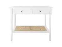 Hamilton Timber & Rattan Console Table, 100cm, White