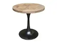 LivingStyles Mason Reclaimed Elm Timber & Iron Round Side Table, Plain Top offer