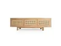 LivingStyles Iluka American Oak Timber & Rattan 3 Door TV Unit, 180cm, Natural offer