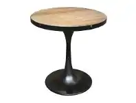 LivingStyles Mason Reclaimed Elm Timber & Iron Round Side Table, Parquetry Top offer