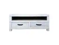 LivingStyles Maksim Reclaimed Elm Timber 2 Drawer TV Unit, 140cm, White Wash offer