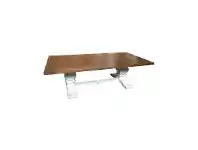 LivingStyles Fauchey Reclaimed Elm Timber Pedestal Coffee Table, 140cm, Natural / Distressed White offer