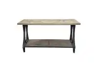 LivingStyles Bourke Reclaimed Elm Timber & Iron Hall Table, 150cm offer