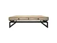 LivingStyles Torano Reclaimed Elm Timber & Iron 2 Drawer Coffee Table, 140cm offer